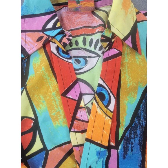Live 4 Truth Shirt Womens Medium Abstract Art Button Down Crop Picasso Eye - Picture 5 of 15